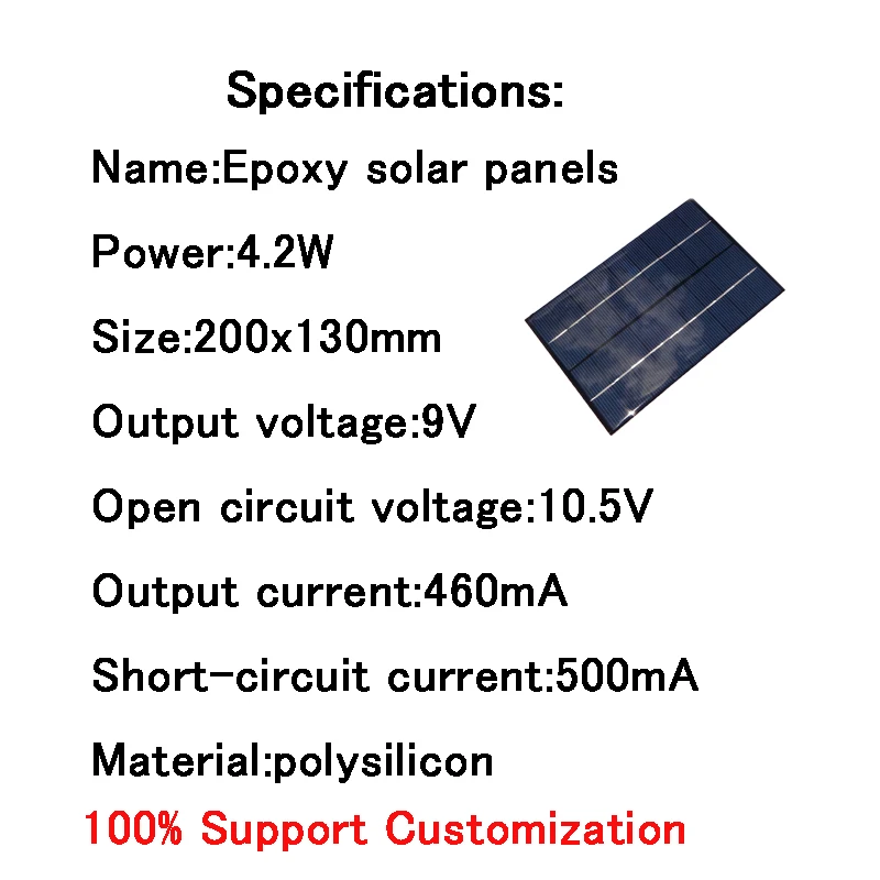 Xionel 4.2 Вт 9 В/460 мАч мини инкапсулированные солнечных батарей эпоксидные Панели Солнечные DIY Батарея Зарядное устройство Комплект для Батарея мощность 200x130 мм