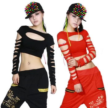 

Nice New Fashion Dance Hip Hop Short Top Female Jazz Cutout Costume Neon Performance Wear Vest Sexy Hollow Out Costumes Shirt