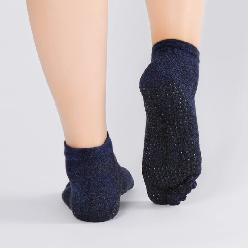 Мужские хлопковые спортивные носки для йоги, профессиональные нескользящие носки большого размера для фитнеса с пятью пальцами, дышащие носки-Тапочки