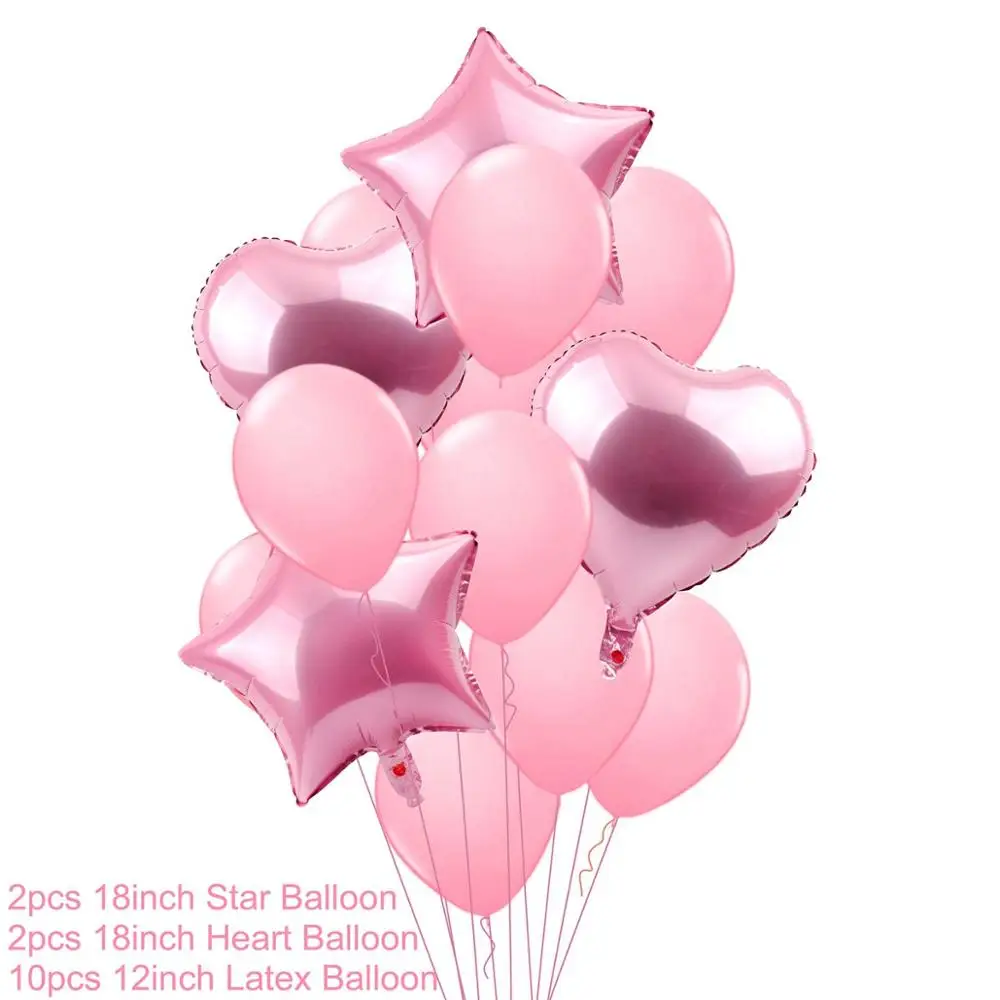QIFU 14 шт 12 дюймов фольгированные шары воздушные шары на день рождения вечерние украшения Дети счастливое сердце надувные гелиевые шары вечерние сувениры - Цвет: 14pcs pink