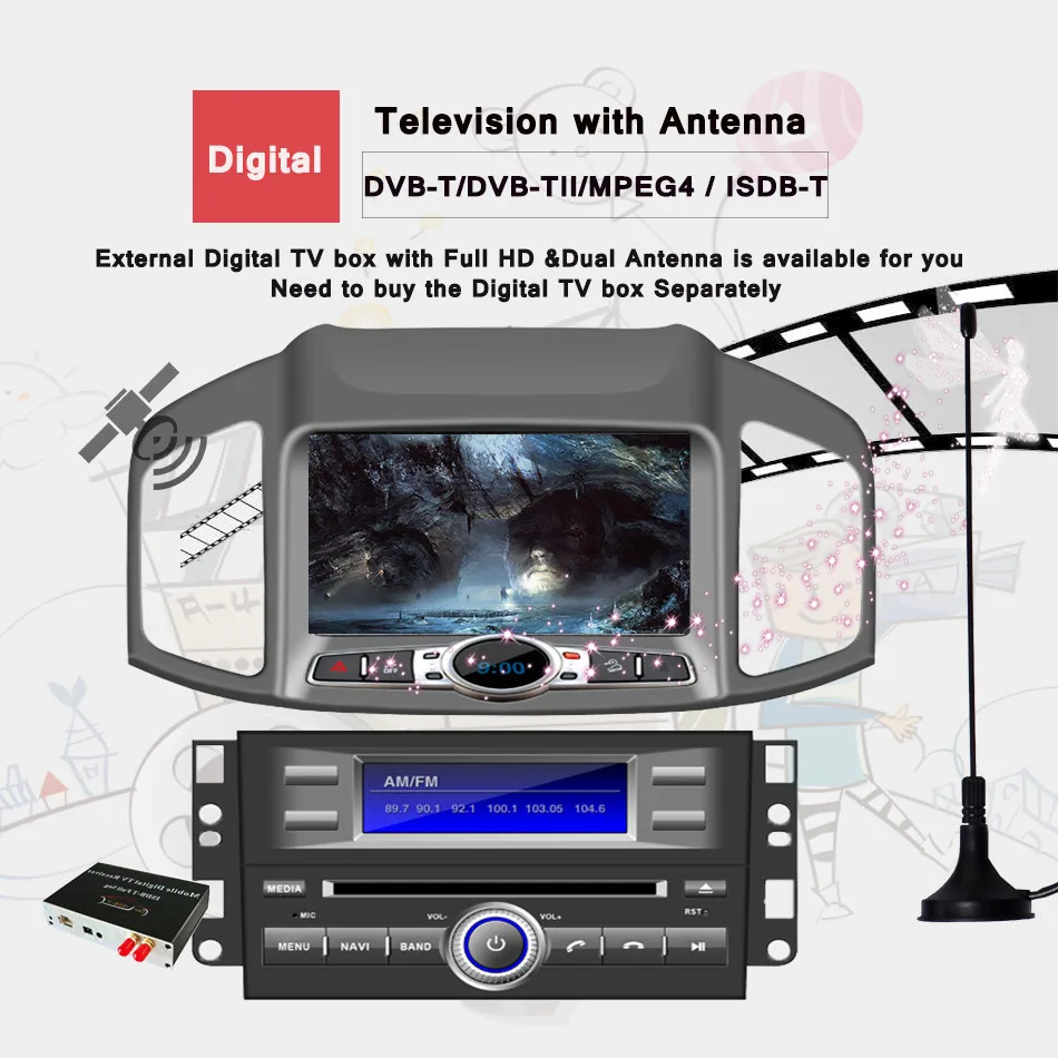 Best Newest 8" Pure Android 9.0 Ram 4G Rom 64G GPS For captiva 2012 2013 2014 2015 Bluetooth Car Tape Recorder Player Radio dvd cd 5