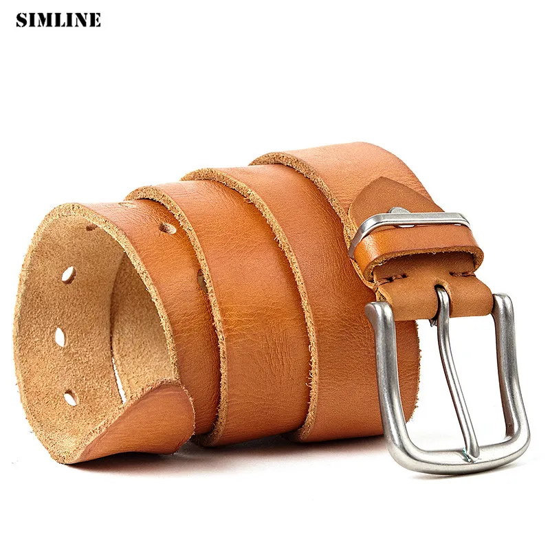

High Quality Genuine Cow Leather Belt Men Male Pin Buckle Luxury Designer Cowhide Belts Vintage Casual Strap Waistband For Jeans