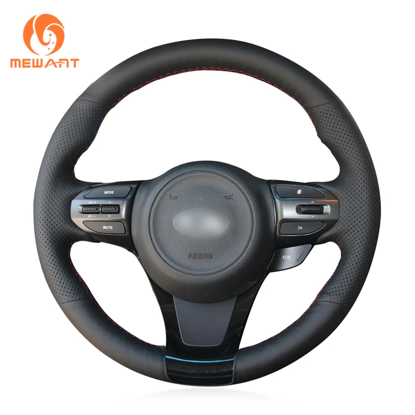 

MEWANT Black Artificial Leather Car Steering Wheel Cover for Kia K5 Optima 2014 2015