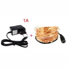 Медь шнура СИД 10 M 100 светодиодов+ 12 V 1A адаптер питания фестиваль Рождество вечерние Декор Крытый наружного использования IQ