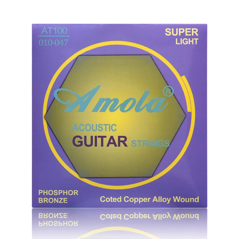 

2sets AT100 Acoustic Guitar Strings set 010-047 Super Light PHOSPHOR BRONZE Coted Copper Alloy Acoustic Wound Guitar Strings