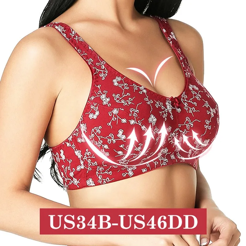 

Printed Flower Seamless Women Bra Lingerie Push Up Full Cup Floral Printing Wire Free Tank Top Bras Bralette Ultrathin Brassiere