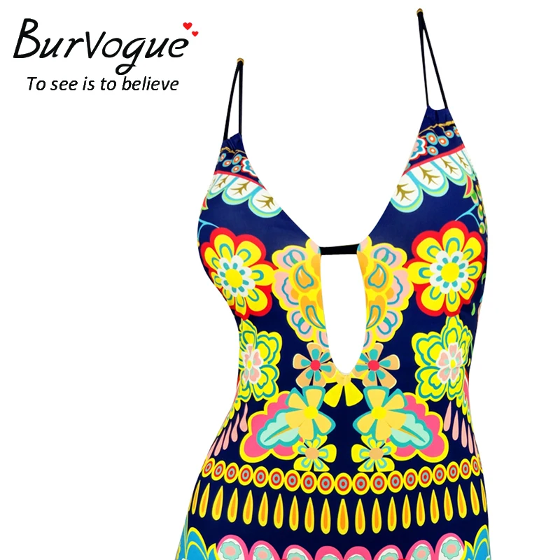 Burvogue Sexy One Piece Swimsuit Deep V Push Up Swimsuit New Women
