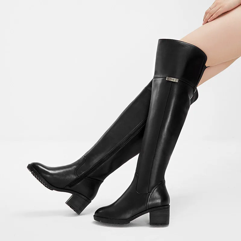 ASUMER/модные зимние теплые ботинки из овчины женские ботинки из pu искусственной кожи с круглым носком на молнии Сапоги выше колена на высоком каблуке