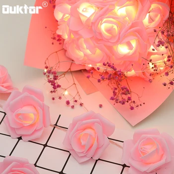 

HOT SALE LED Rose Flower Christmas Led Fairy Garlands String Lights For Valentine Wedding Holiday Decoration LED Lamp