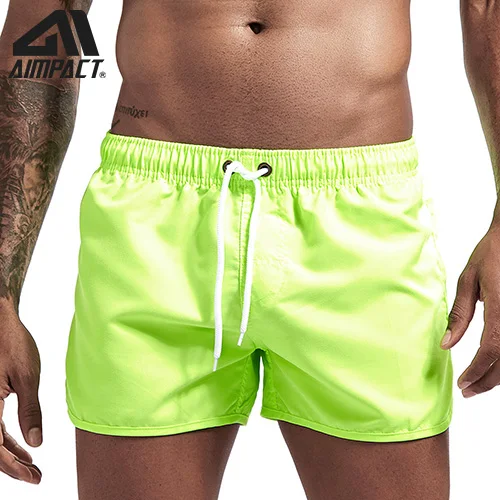 Aimpact мужские быстросохнущие пляжные шорты летние праздничные однотонные раздельные пляжные плавки для серфинга гибридные спортивные шорты для мужчин AM2165 - Цвет: Green