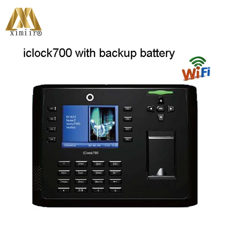 

Biometric WIFI finger print time recording Iclock700 fingerprint recognition access control time attendance with backup battery