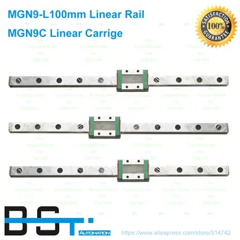 

CNC part MR9 9mm linear rail guide MGN9 length 100mm x3pcs + 3pcs mini MGN9C linear block carriage miniature linear motion guide
