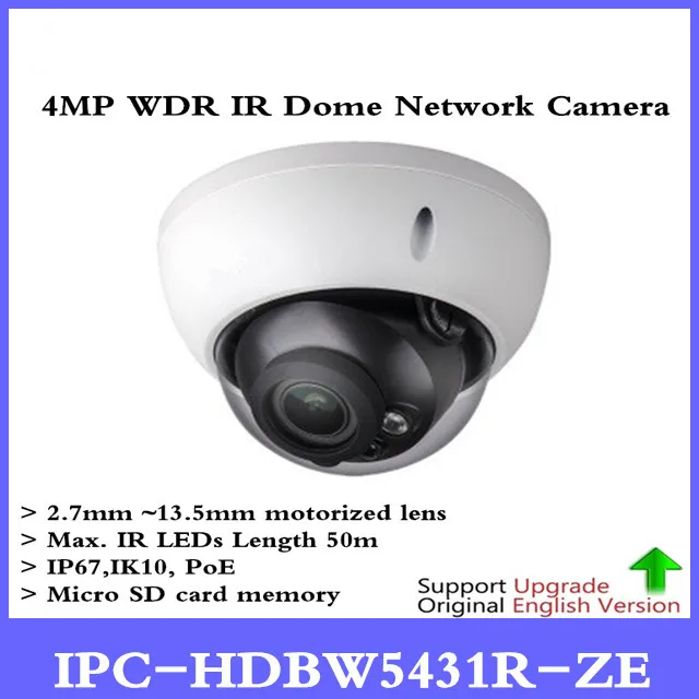 

Original DH Security IP Camera CCTV 4MP WDR IR Dome Network Camera With POE Without Logo IPC-HDBW5431R-ZE free DHL shipping