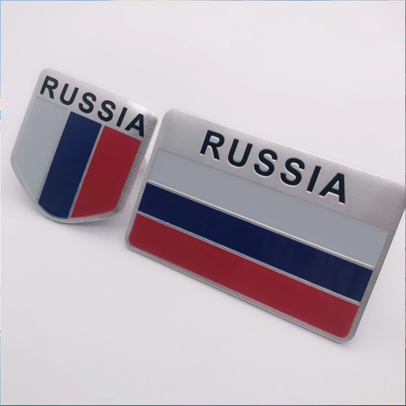 10 шт./лот значок с российским флагом тонкая алюминиевая эмблема Российской