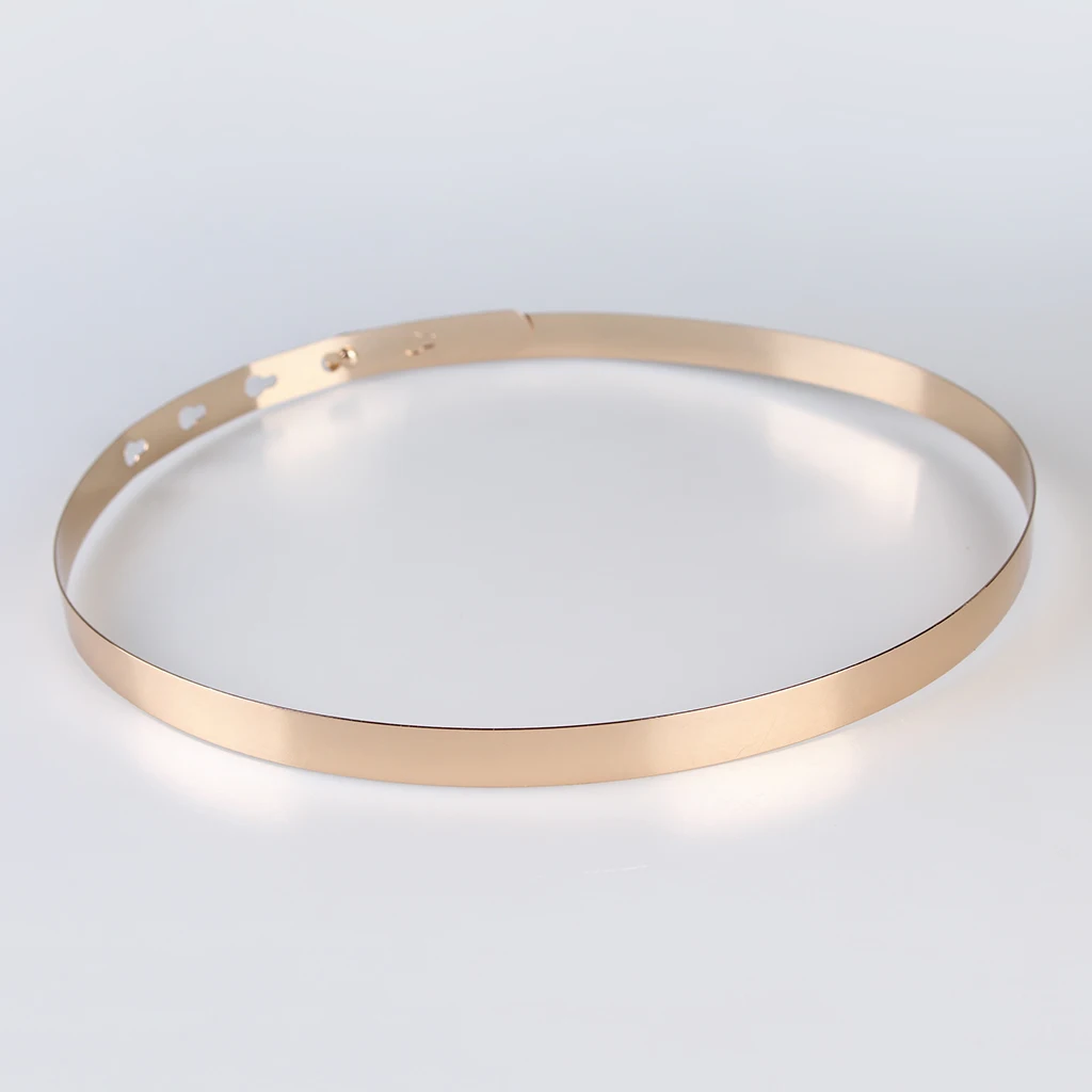 Fashion Women Adjustable Metal Waist Belt Metallic Bling Gold Silver Color Plate Vintage Lady Simple Belts Clothes Prop
