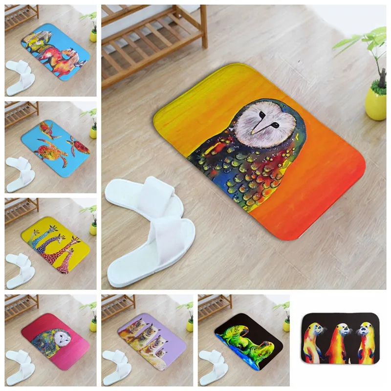 

Creative Welcome Floor Mats Animal Cute Owl Print Bathroom Kitchen Carpet House Doormats for Children Anti-Slip Rug