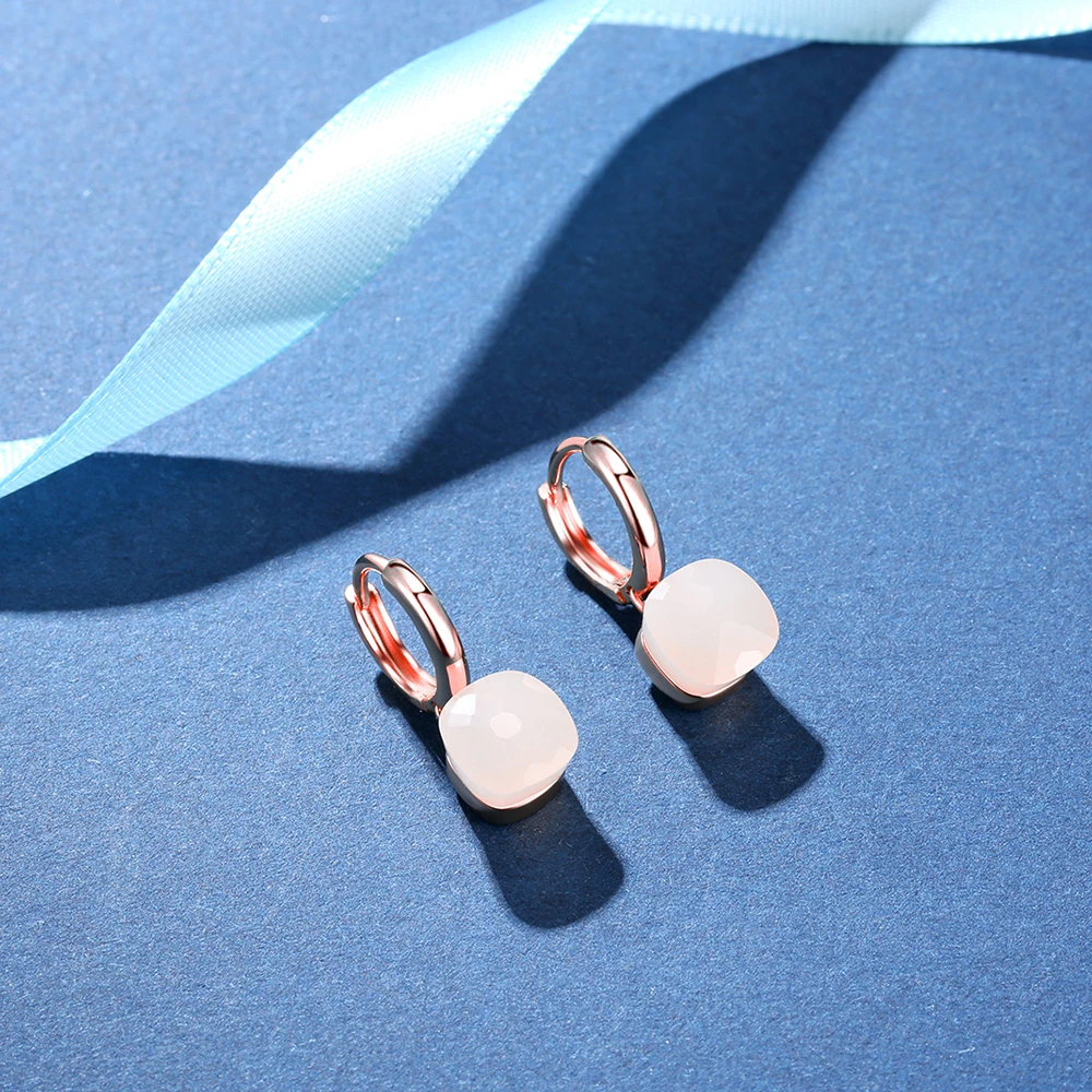 Женские серьги из серебра 925 пробы с натуральным белым агатом|earring color|earrings