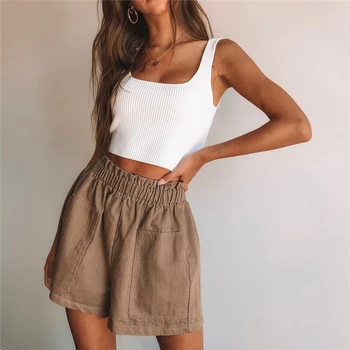 

Fashion Women Shorts Summer High Waist Shorts Casual Hot Trousers Pocket Women Shorts Streetwear Ruffle New 2019 Ladies Trousers