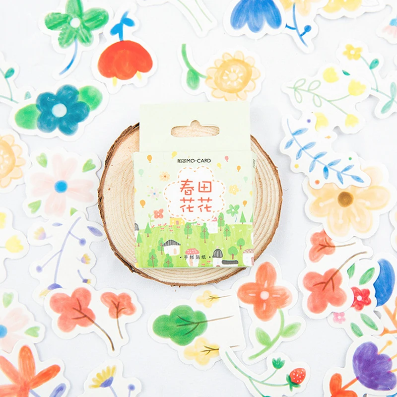 

45pc/box Spring flowers Decor Sticker DIY Decoration Diary Stickers Stationery Children Gift diy diary scrapbooking sticker