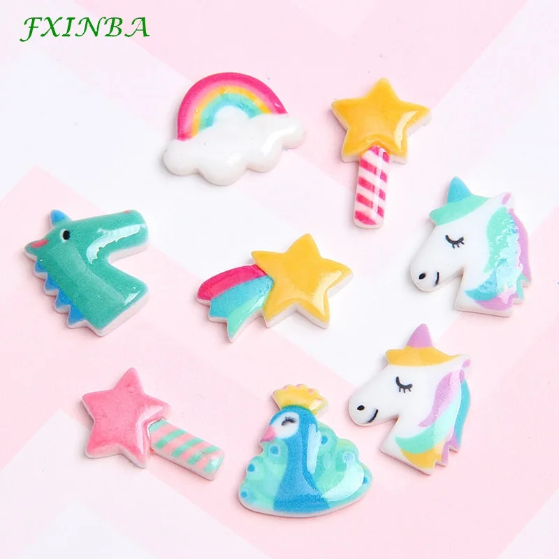 

FXINBA 1/3/5/10pcs Resin Star Unicorn Charms For Slime Filler DIY Ornament Phone Decoration Charms Lizun Clay Slime Supplies Toy