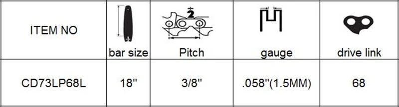 3 шт. в комплекте шнур 18-дюймовая цепная пила цепи 3/" шаг. 058 датчик 68 Ссылка для полный зубило острое пильных цепей подходит для Мощность цепная пила