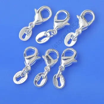 

Jewelry Finding 50PCS Genuine Real 925 Sterling Silver Lobster Clasp Jump Rings 925 Tag Fittings Connector Components Bulk