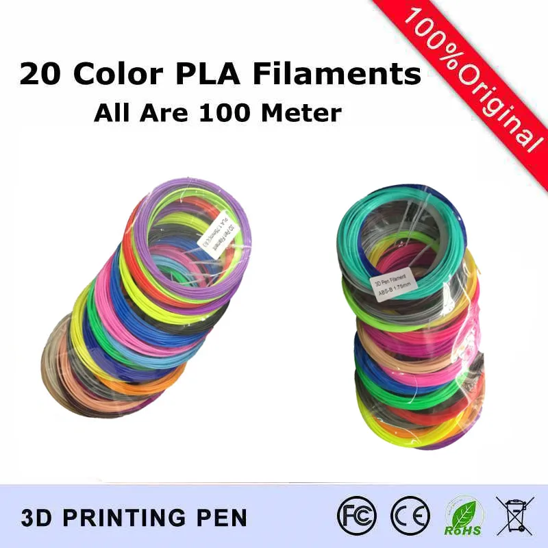 

20 color set(Each Color Is 5 Meter) 3D Printer Pen Filament PLA 1.75mm Plastic Rubber Consumables Material 3d pen filaments