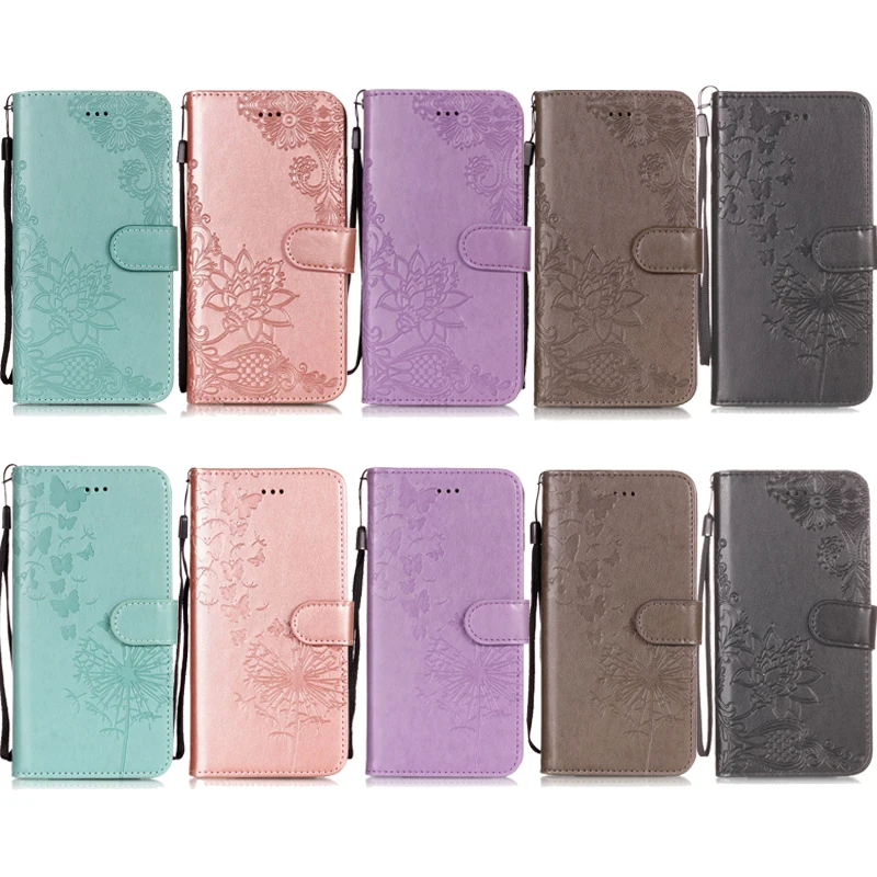 

Leather Embossing Lotus Flip Wallet Case Soft Phone Silicone Cover Shell Coque Funda for xiaomi Redmi 4A 4X 5Plus Note 4 5A 5Pro