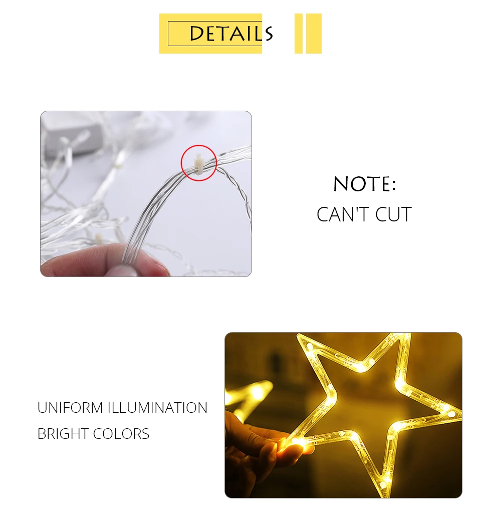 LED Star String Lights Christmas Fairy Light String Garland LED Curtain (4)