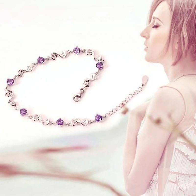 

Natural colored stone crystal zircon bracelet female T6