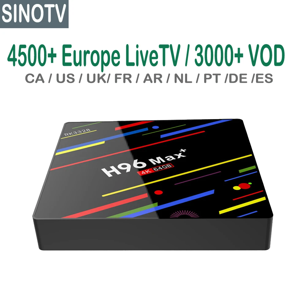 

Latin American IP TV Box Android 9.0 H96max 4GB 64GB USA Canada Italy German French Europe IPTV Channels Arab M3U Code