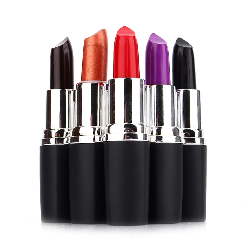 Hot Selling! 5 Colors Waterproof Long Lasting Lip Gloss Vampire Style Makeup Purple Gold Black Red Lipstick Matte Lip Stick