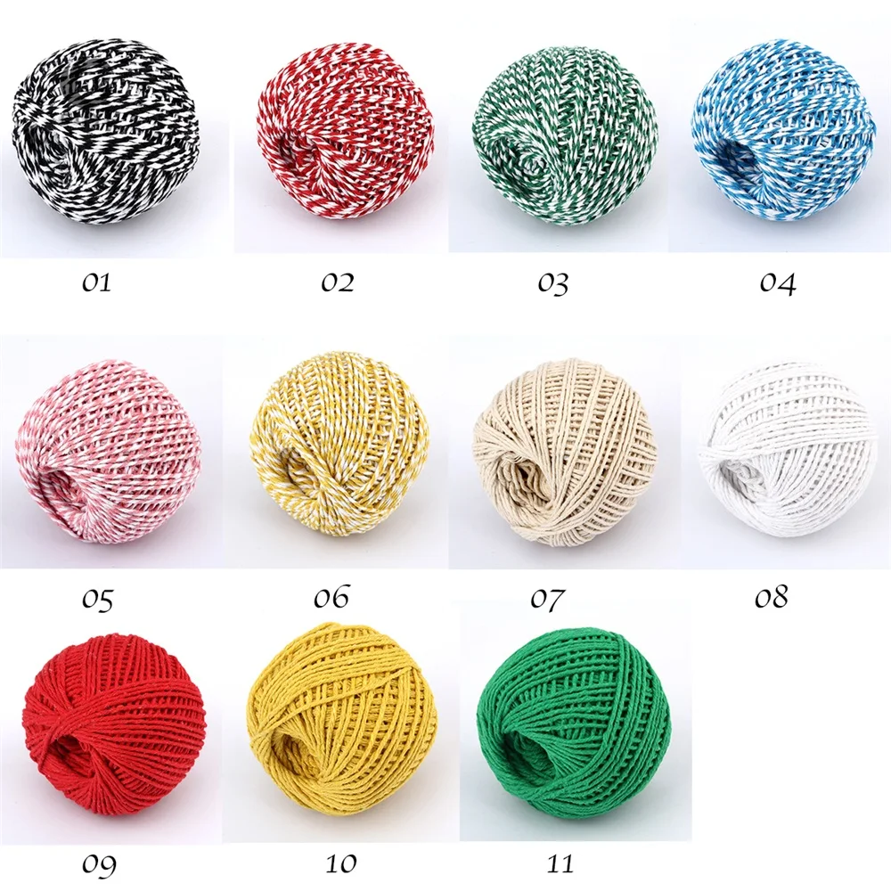 Cotton Rope Macrame 1 Roll 100 Yards 2mm Colorful Twisted Cotton Rope Twisted DIY Macrame Cords