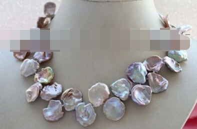 

~~ 11.24 18" Genuine Natural Lavender Reborn Keshi Petal Pearl Necklace 14KGP Discount 35%