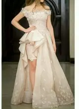 Saudi-arabien Champagne Abendkleider Spitze Appliques Brautkleider Off The shoulder party kleid vestido de festa