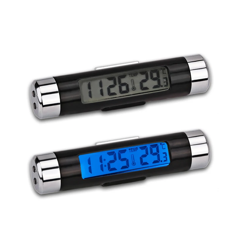 2in1 Clip On Car Air Vent Outlet LCD Digital Clock Thermometer Back