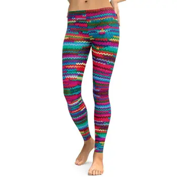 

Colorful Yarn Print Women Fitness Yoga Sports Leggings Slim Fit Pants Trousers