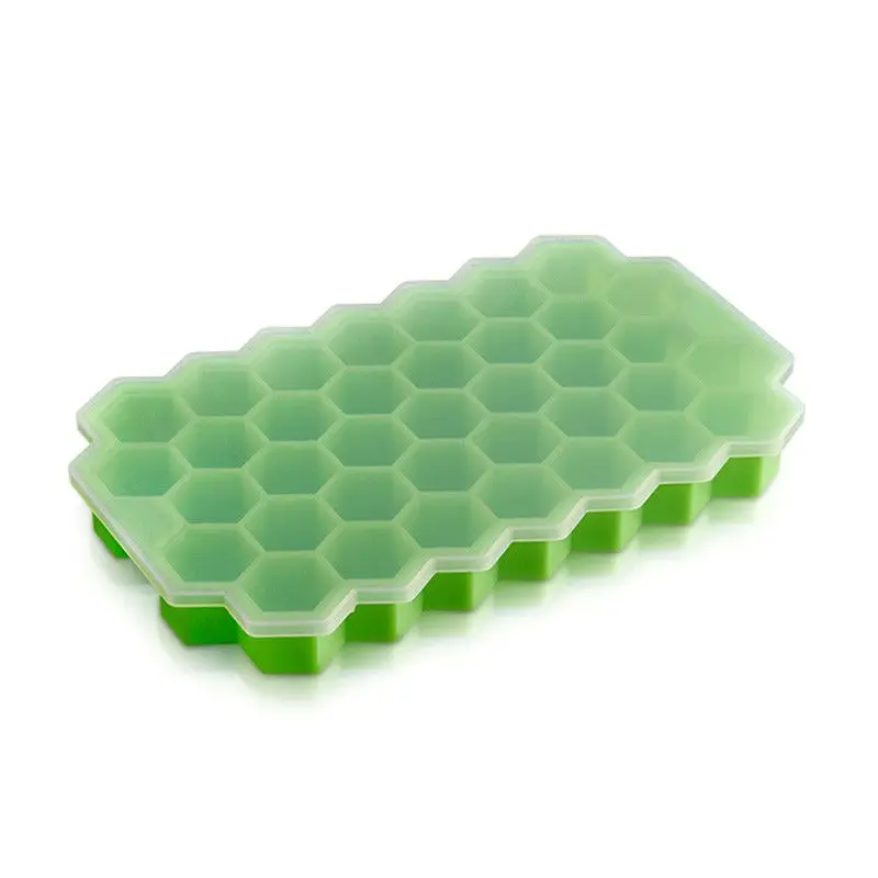 JX-LCLYL 1pc  Silicone 37 Small Ice Cubes Ice Mold With Lid Ice Tray Frozen Making Tool