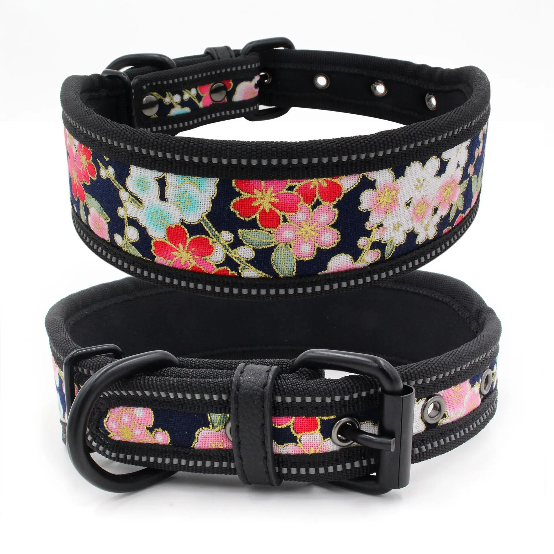 Dog Collar Reflective Nylon Adjustable Pet Collars For Medium Large Dogs Pitbull German Shepherd S M L