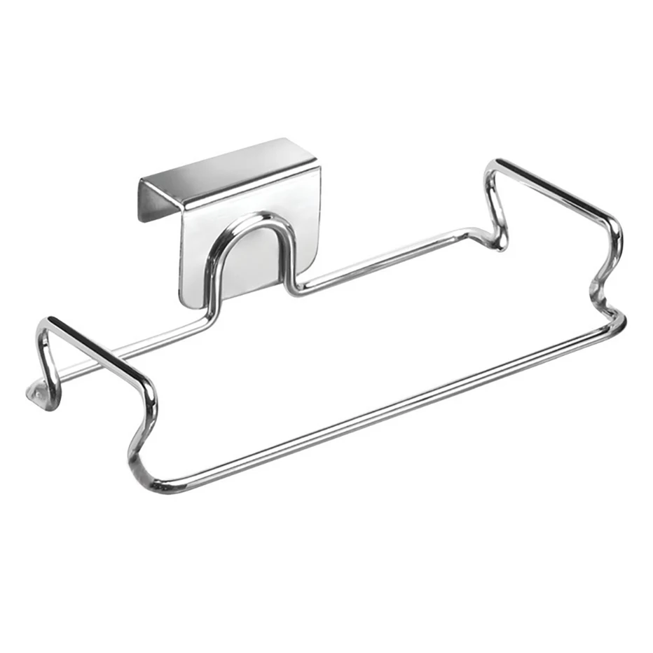  Stainless Steel Kitchen Hanger Storage Rack Cabinet Door Trash Manager Rack Wardrobe Storage Hook S