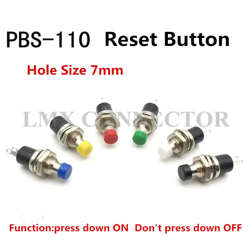 10pcs 6MM 7MM Round No Lock Self Reset 2P Mini Button Power Switch Blue/Yellow/Red/Green/White/Black Press Break PBS-110 | Обустройство