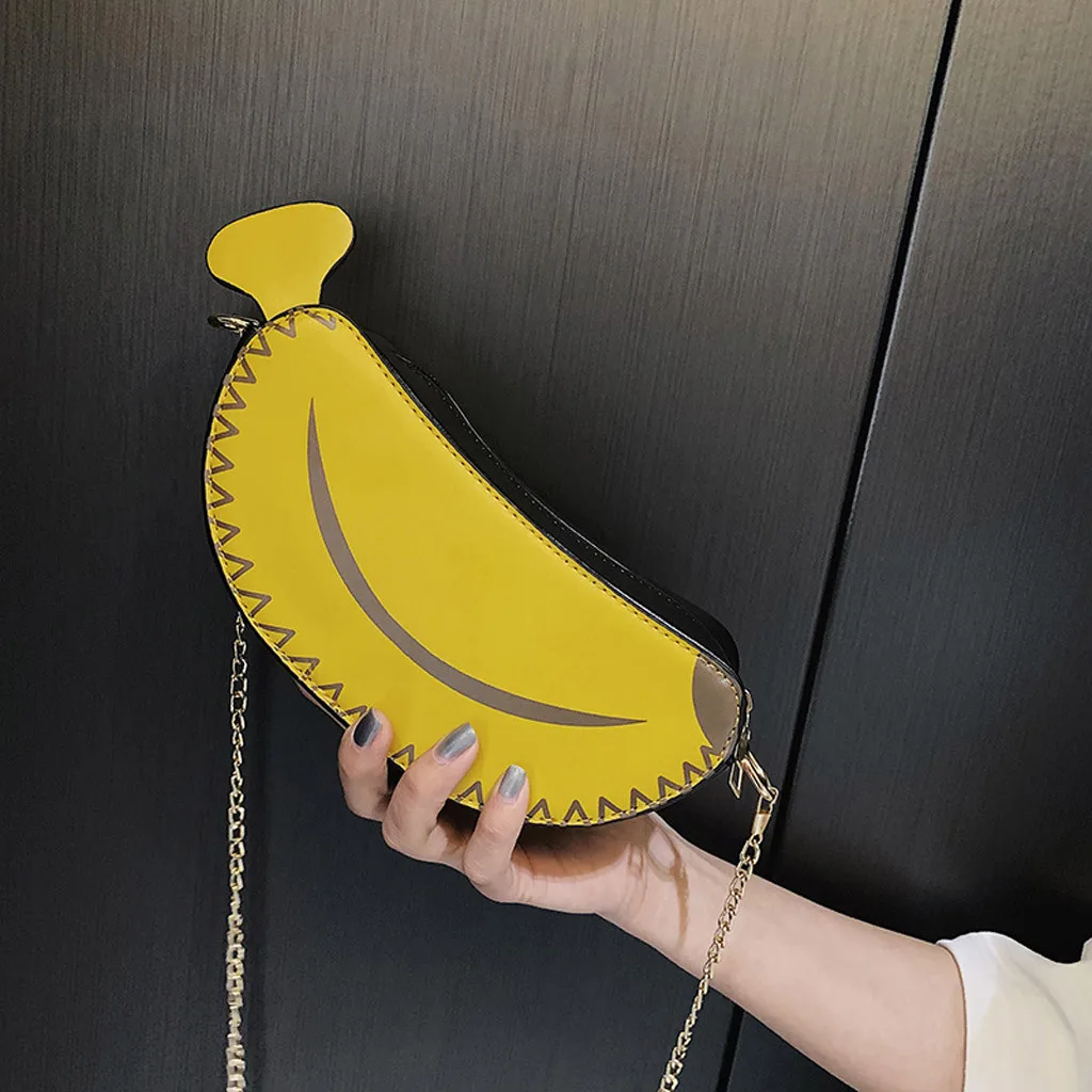 bag for women 2018 Fashion Girls College Leather Wild Chain Cute Banana Shoulder Messenger Bag schoudertas /0.7