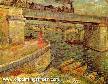 

Linen Canvas Oil Painting reproduction,Bridges across the Seine at Asnieres by vincent van gogh,100% handmade,Free DHL Shipping