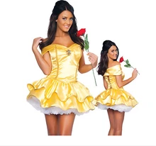 Yellow Sexy Halloween Maid Dress Off Shoulder Tiered Ruffles Dress Lingerie Ruched Women Dress Cosplay Feminino BI178