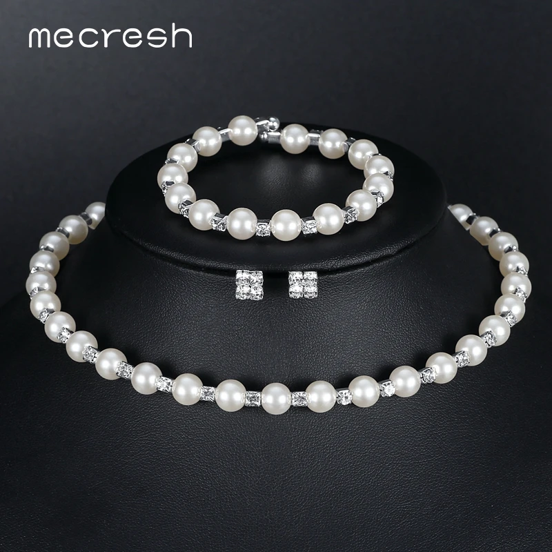 Комплект из колье серёг и браслета с искусственным жемчугом | Украшения