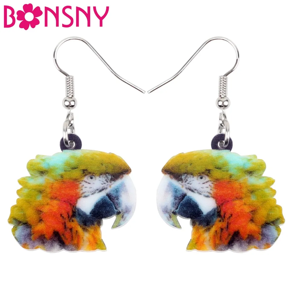 

Bonsny Acrylic Novelty Floral Parrot Bird Earrings Big Long Dangle Drop Jungle Tropic Animal Jewelry For Women Girls Teens Gifts