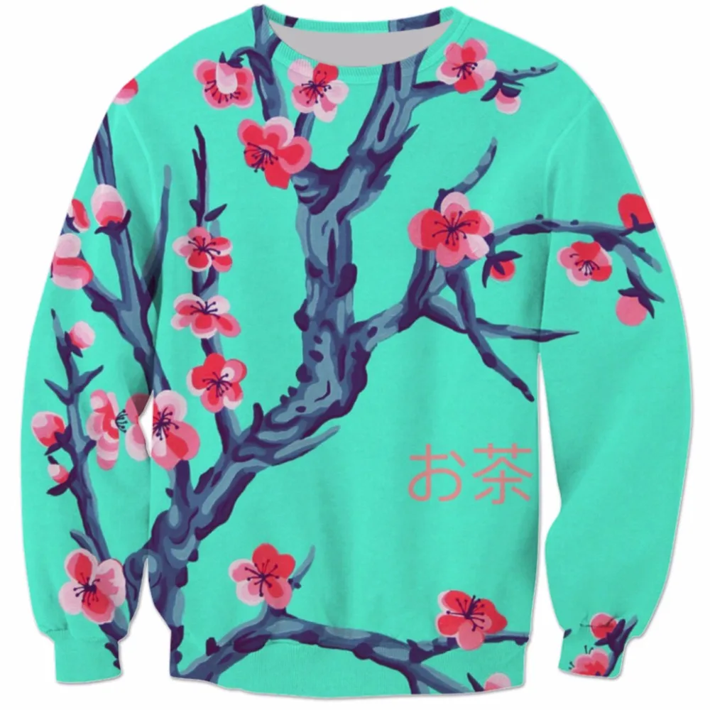 

YX GIRL 2018 New Sweatshirt Harajuku Arizona Green Tea 3D Printing Unisex Jumper Sweatshirts Plum Blossom Hoodies Drop Shipping