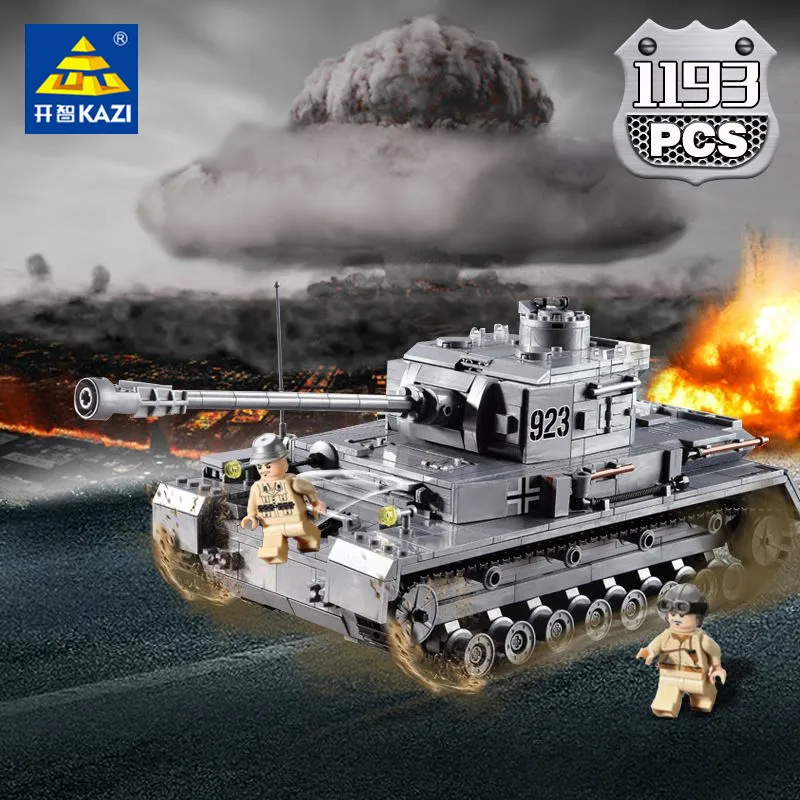 KAzi Model building kits city Century Military PZKPFW-II tanks blocks Educational toys hobbies for children Christmas gift