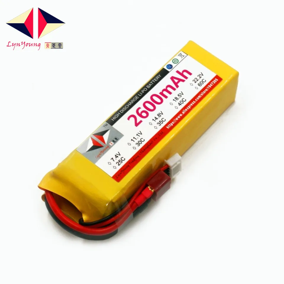 

LYNYOUNG lipo battery 4S 2600mAh 14.8v 40C for RC Drone Car Truck Quadcopter Helicopter UAV