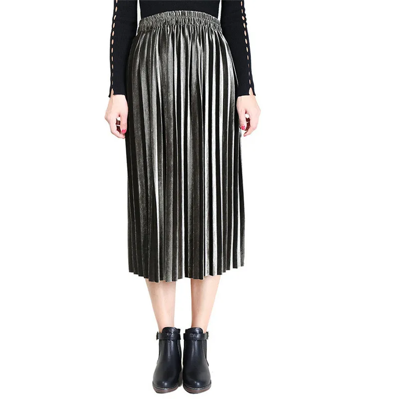 NEW Fashion 2018 Summer style skirts womens Pleated Skirt Vintage High Waist straight Skirt Long Skirts Femme Saia Y05#N (7)